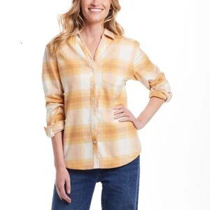 Weatherproof Vintage Women's Flannel Shirt Yellow, Size Small (New)